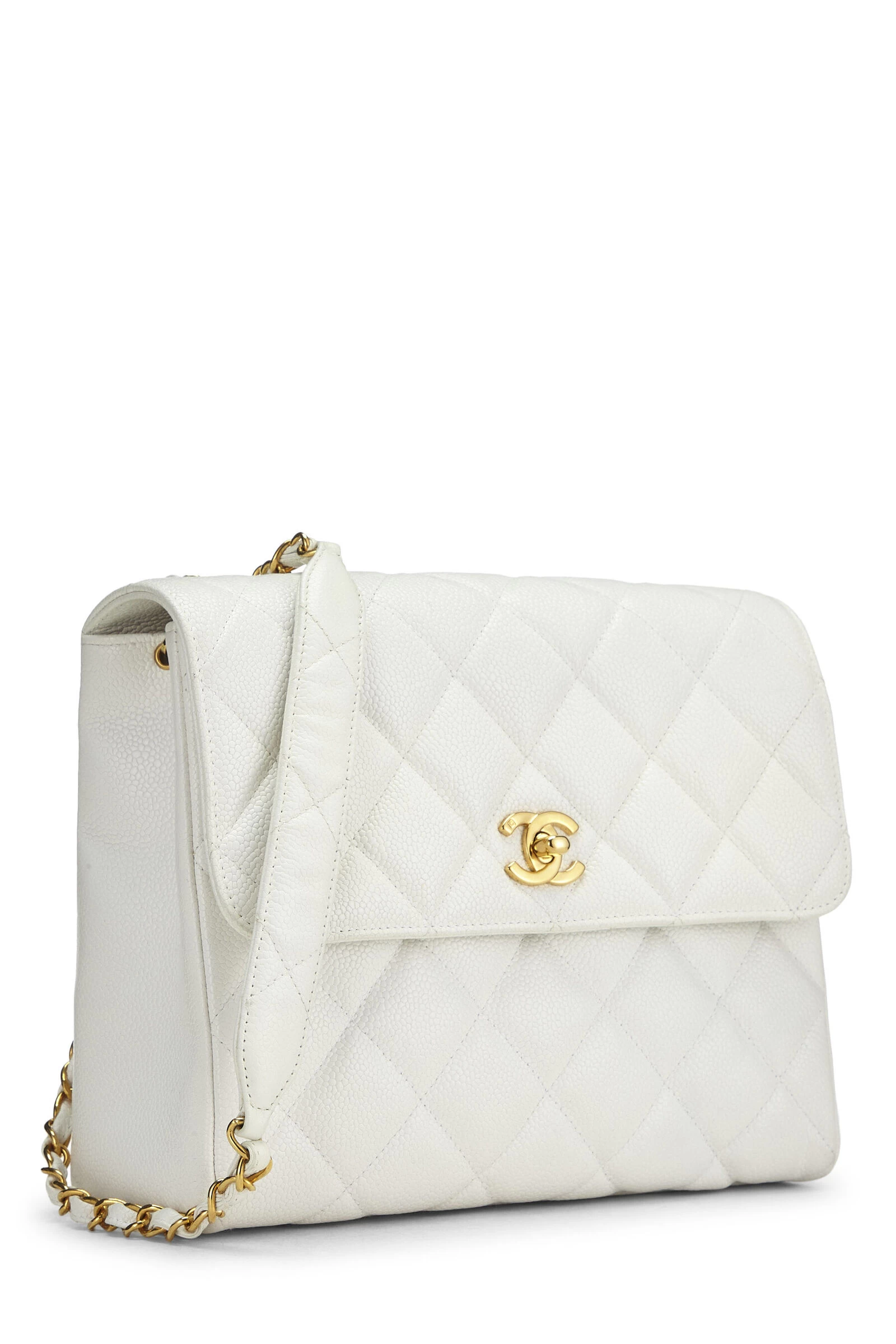 Chanel White Quilted Caviar 'CC' Square Shoulder Bag 2 Chanel White Quilted Caviar 'CC' Square Shoulder Bag - Image 2