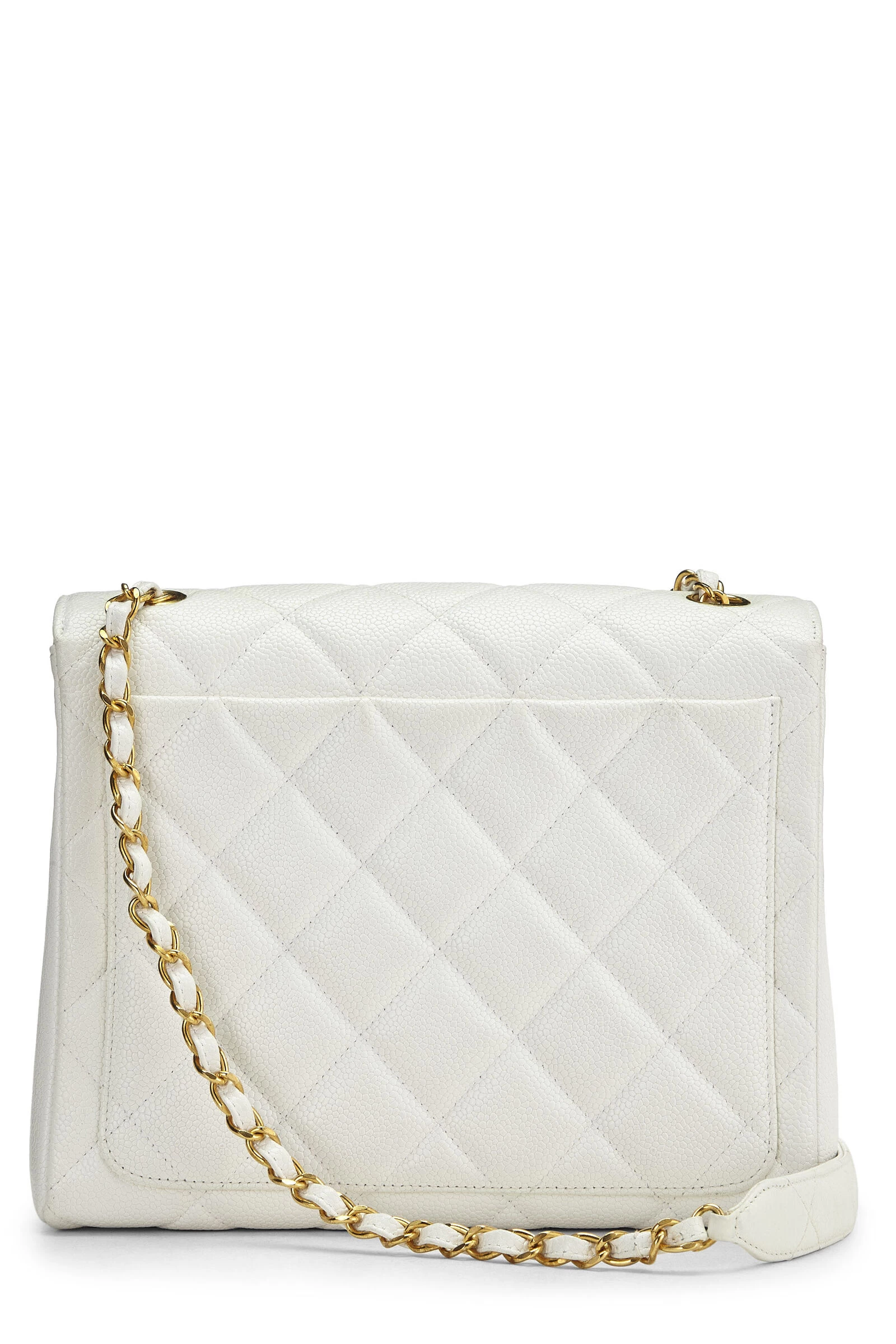 Chanel White Quilted Caviar 'CC' Square Shoulder Bag 4 Chanel White Quilted Caviar 'CC' Square Shoulder Bag - Image 4