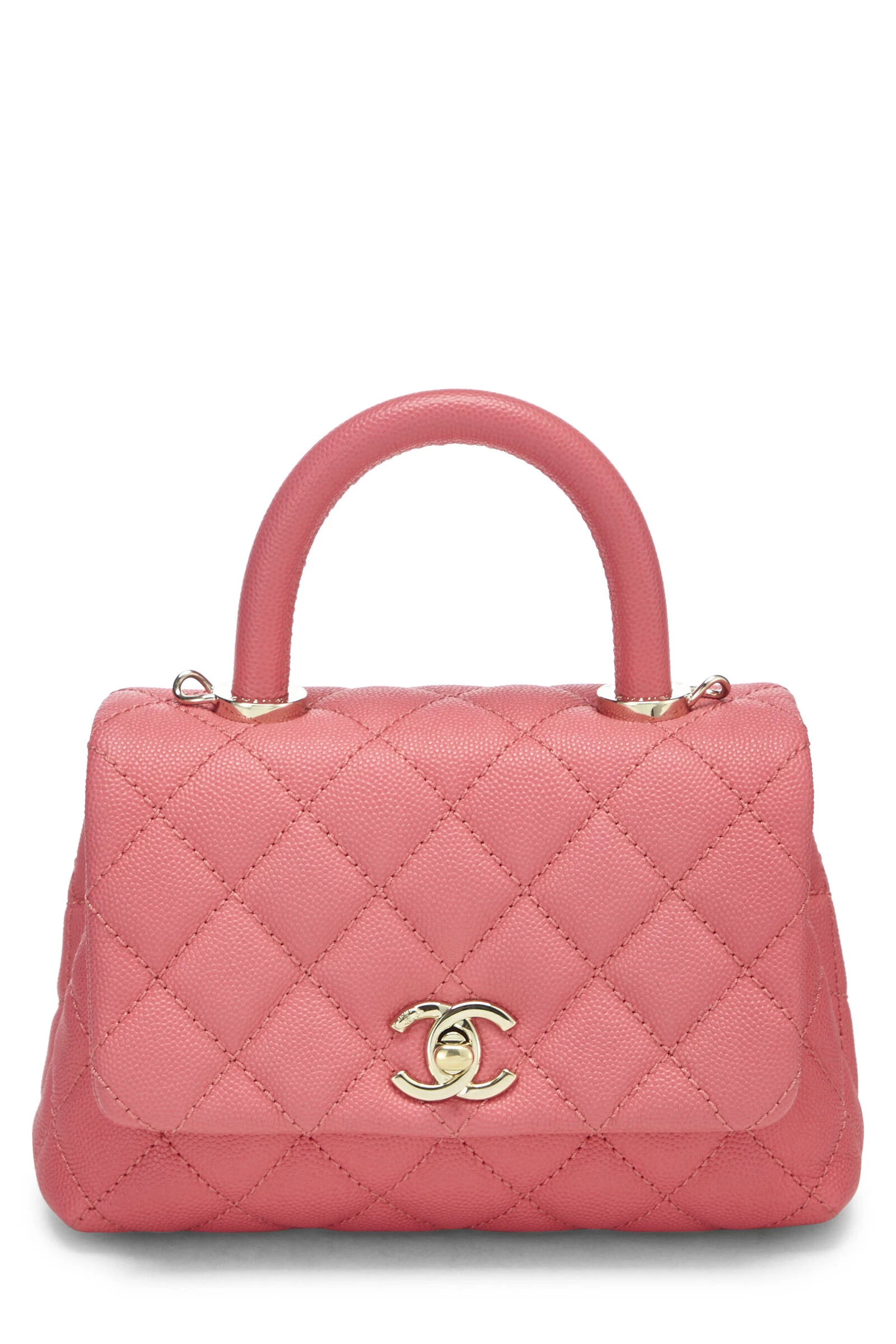 Chanel Pink Quilted Caviar Coco Handle Bag Mini 1 Chanel Pink Quilted Caviar Coco Handle Bag Mini
