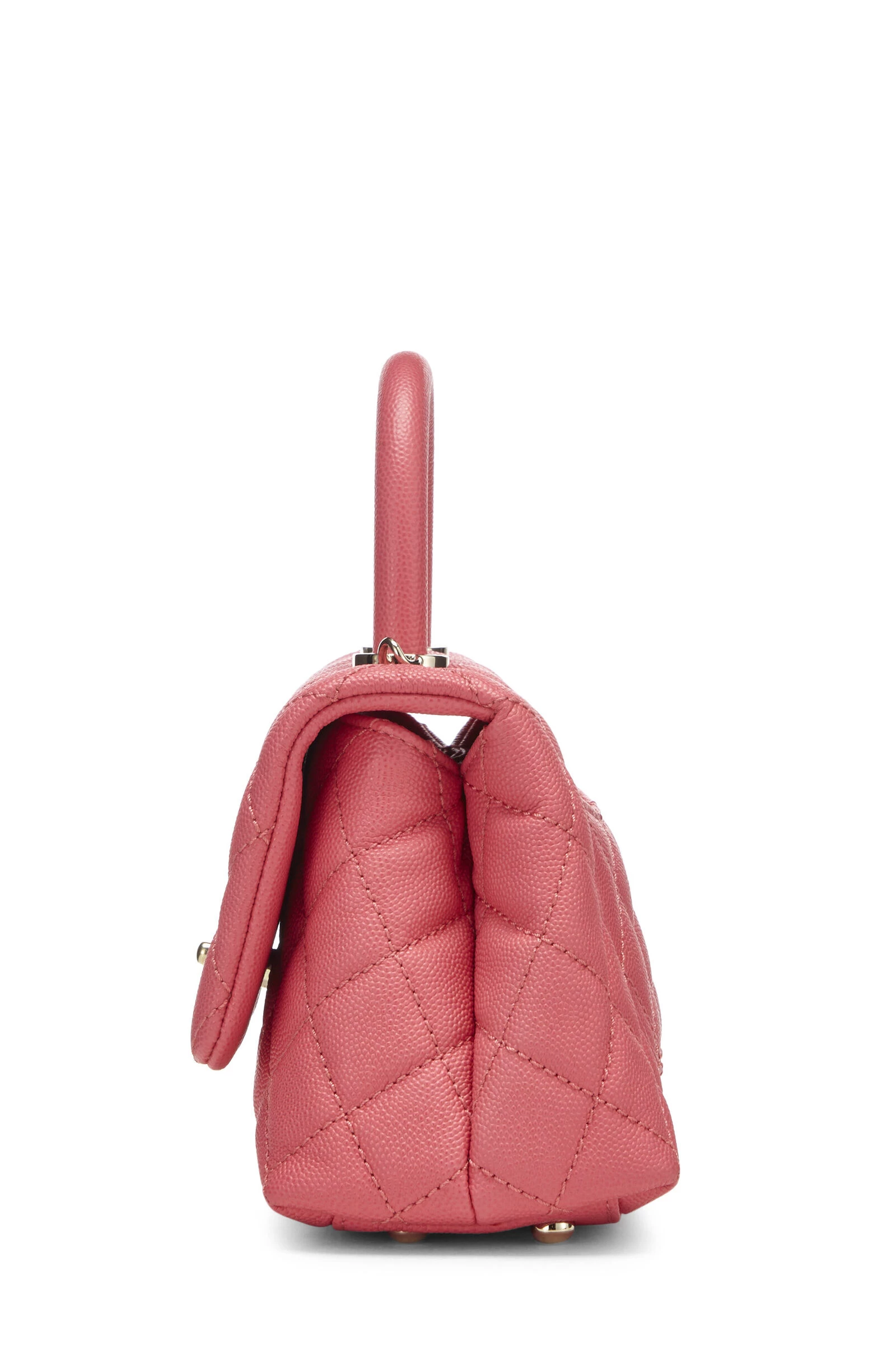 Chanel Pink Quilted Caviar Coco Handle Bag Mini 4 Chanel Pink Quilted Caviar Coco Handle Bag Mini - Image 4