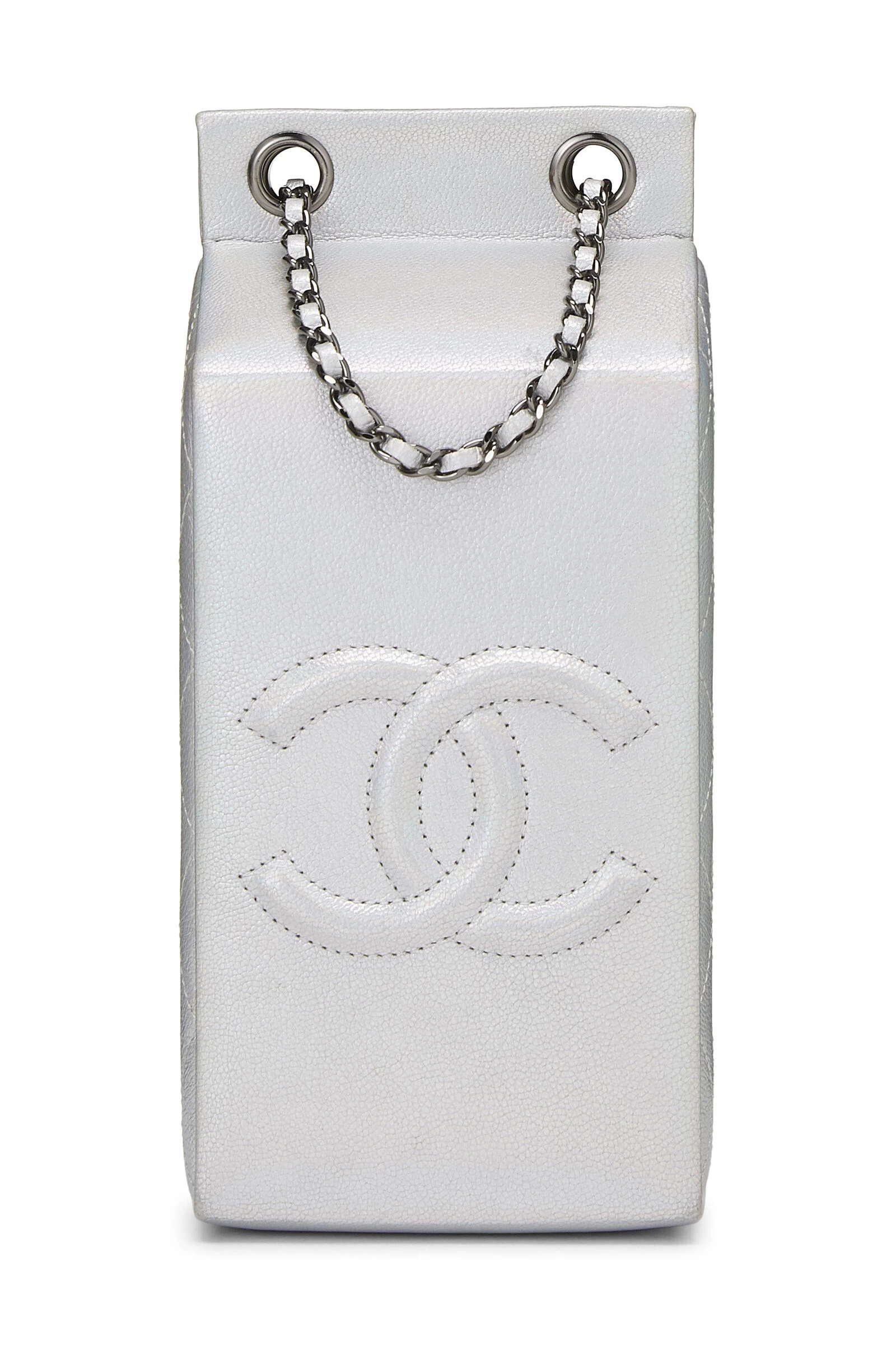 Chanel Metallic Silver Leather Coco Milk Carton Bag 4 Chanel Metallic Silver Leather Coco Milk Carton Bag - Image 4
