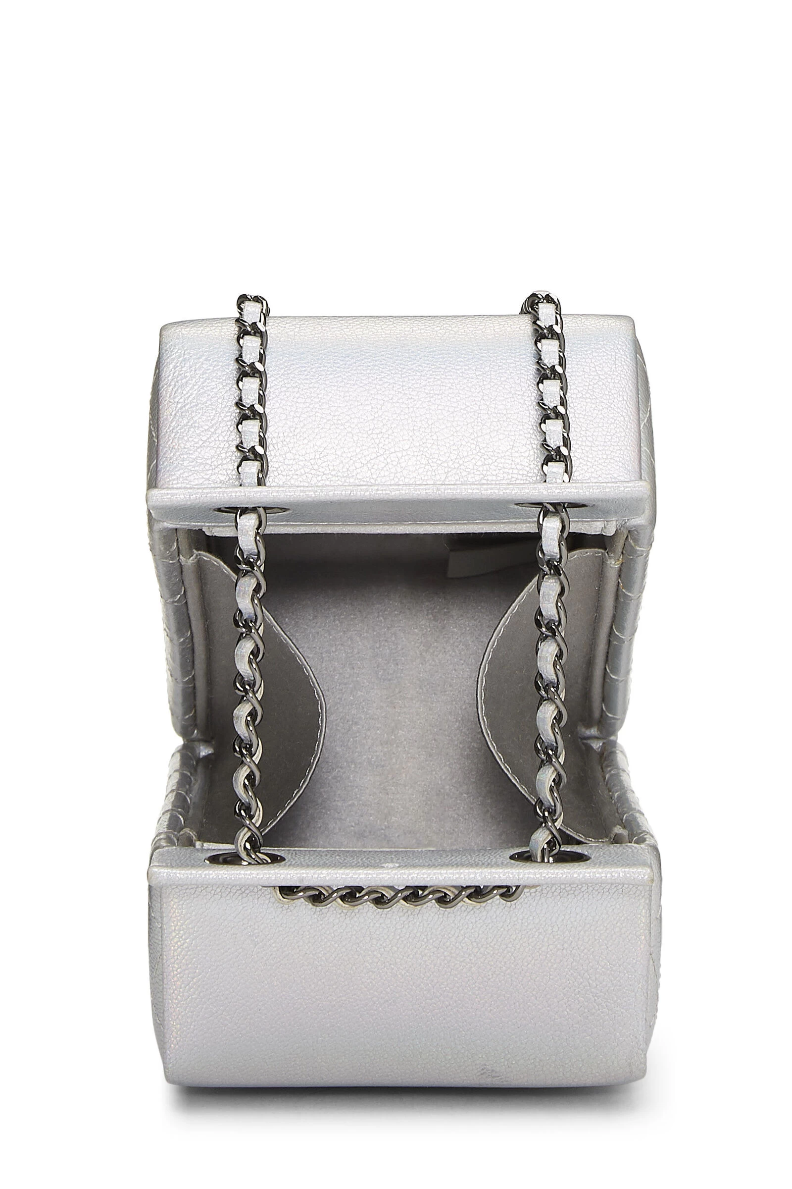 Chanel Metallic Silver Leather Coco Milk Carton Bag 6 Chanel Metallic Silver Leather Coco Milk Carton Bag - Image 6