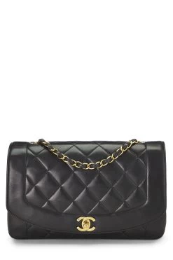 Chanel Black Quilted Lambskin Diana Flap Medium