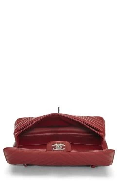 Chanel Red Chevron Caviar Classic Double Flap Medium -Fashion clothing Q6BJEO0FR0000 6