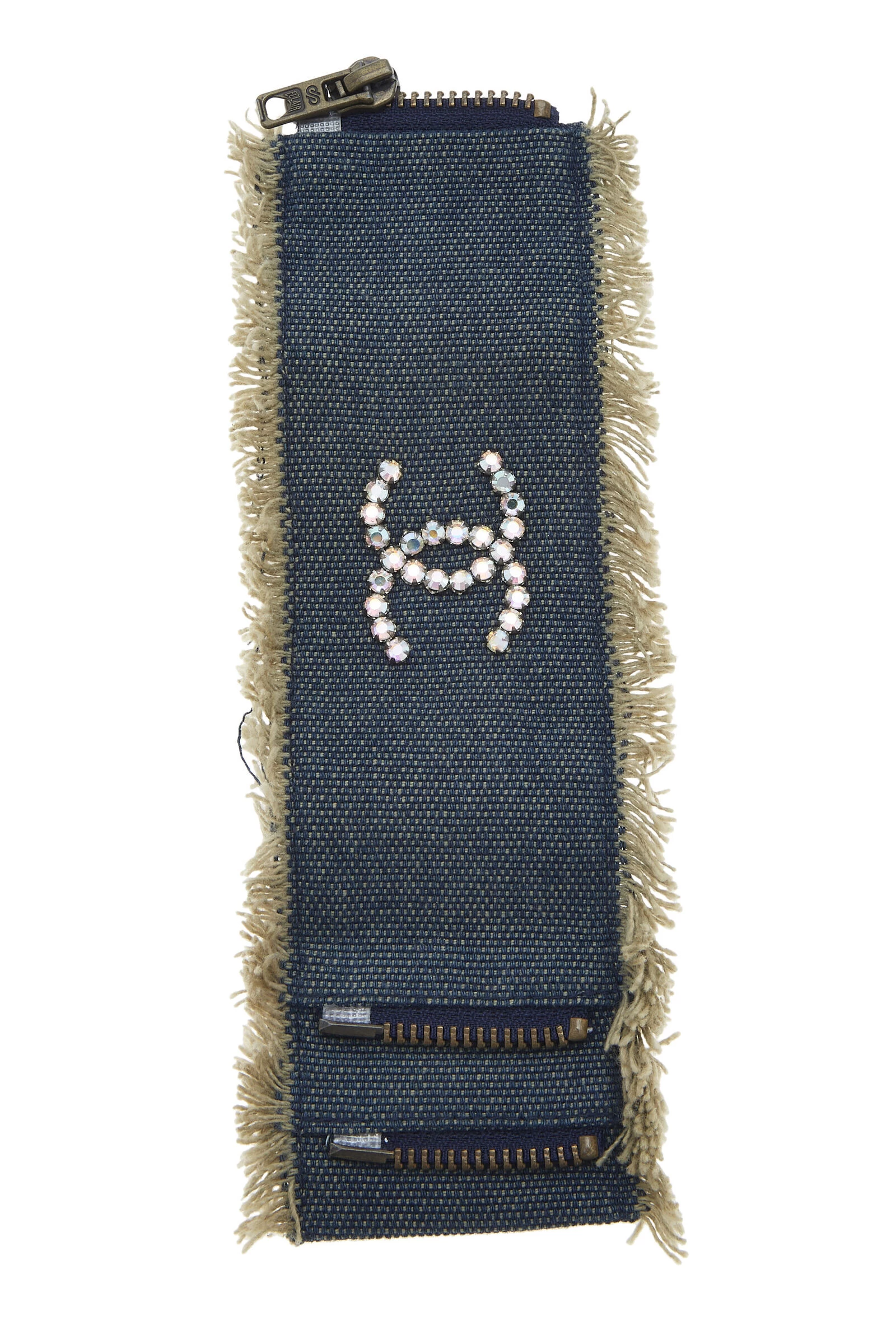 Chanel Blue Denim Crystal CC Bracelet 3 Chanel Blue Denim Crystal CC Bracelet - Image 3