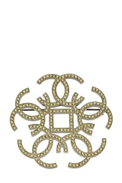 Chanel Gold & Crystal 'CC' Pin