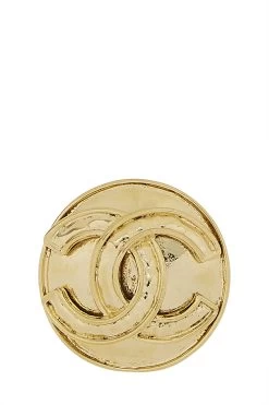 Chanel Gold Round 'CC' Pin