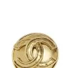 Chanel Gold Rough 'CC' Round Pin Small