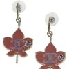 Chanel Silver & Pink Enamel Ladybug 'CC' Earrings