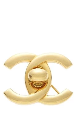 Chanel Gold 'CC' Turnlock Pin Medium