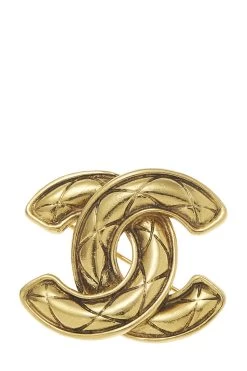 Chanel Gold Quilted 'CC' Pin Medium