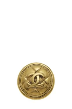 Chanel Gold Round Quilted 'CC' Pin
