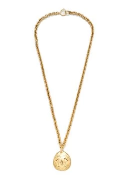 Chanel Gold Quilted Oval Necklace