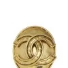 Chanel Gold 'CC' On Rough Round Pin Large