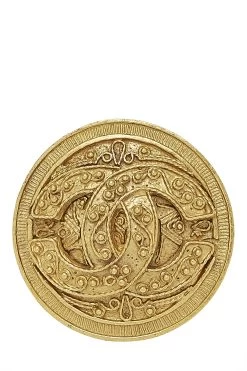 Chanel Gold Filigree 'CC' Round Pin