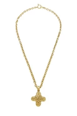 Chanel Gold Filigree Cross Necklace