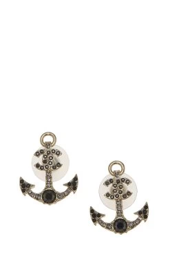 Chanel Gold & Crystal Anchor Drop Earrings