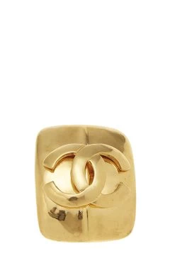 Chanel Gold 'CC' On Square Pin