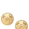 Chanel Gold Quilted 'CC' Round Earrings