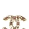 Chanel Gold & Purple Stone 'CC' Pin