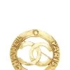 Chanel Gold Engraved 'CC' Round Pin Large