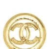 Chanel Gold 'CC' In Ring Border Pin Large