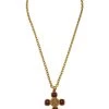 Chanel Gold & Red Gripoix Cross Necklace Long