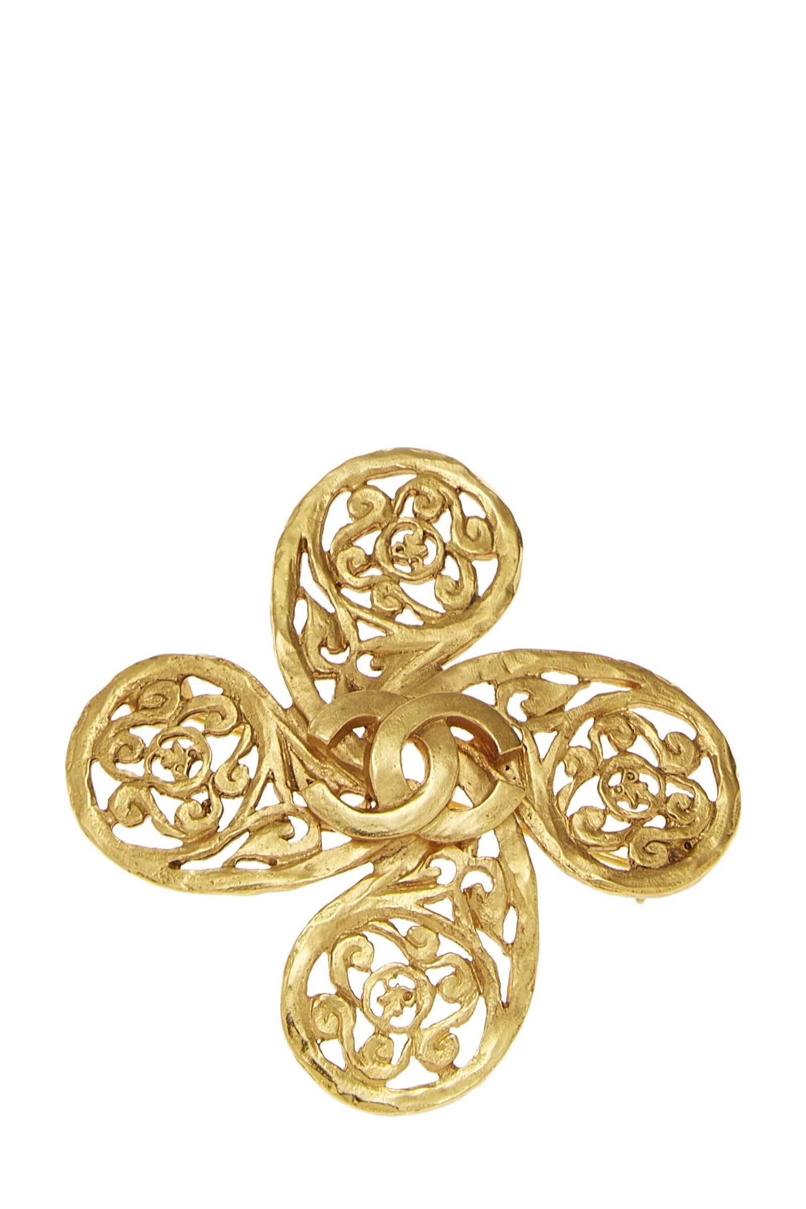 Chanel Gold 'CC' Fretwork Abstract Pin 1 Chanel Gold 'CC' Fretwork Abstract Pin