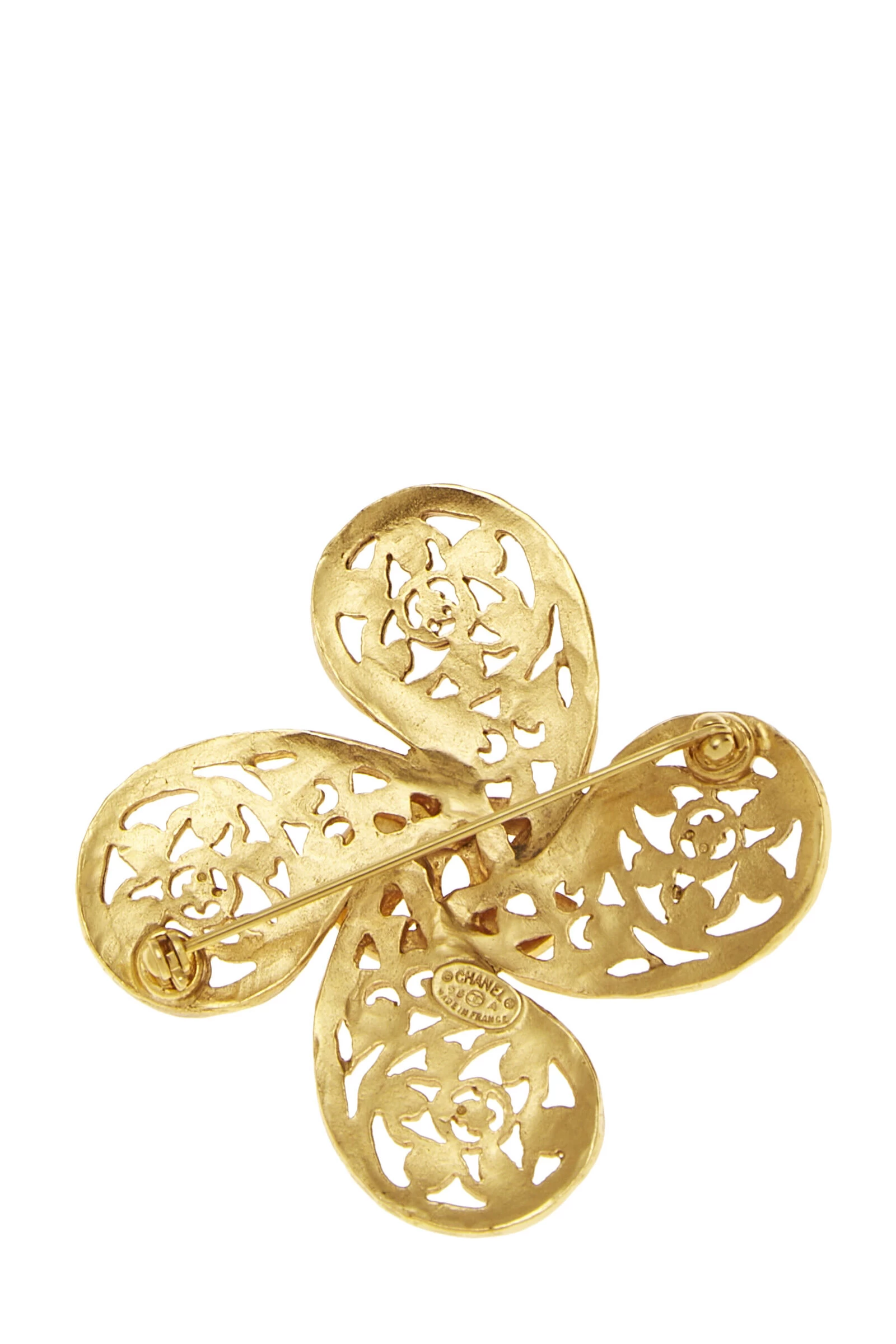 Chanel Gold 'CC' Fretwork Abstract Pin 2 Chanel Gold 'CC' Fretwork Abstract Pin - Image 2