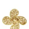 Chanel Gold 'CC' Fretwork Flower PIn
