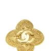 Chanel Gold Filigree 'CC' Clover Pin