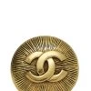 Chanel Gold 'CC' Sunburst Pin