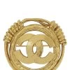 Chanel Gold 'CC' Round Spring Border Pin