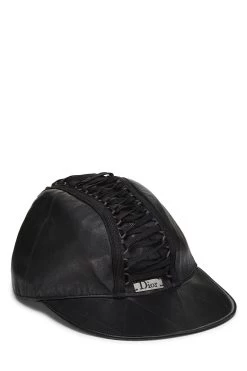 Christian Dior Black Leather Lace-up Cap