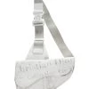 Daniel Arsham X Christian Dior White Calfskin Newspaper Saddle Bum Bag
