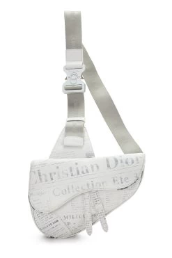 Daniel Arsham X Christian Dior White Calfskin Newspaper Saddle Bum Bag
