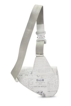 Daniel Arsham X Christian Dior White Calfskin Newspaper Saddle Bum Bag -Fashion clothing Q9A5693PWB002 4
