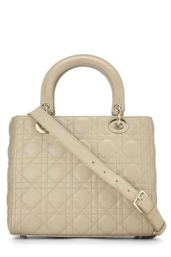 Christian Dior Beige Cannage Quilted Lambskin Lady Dior Medium -Fashion clothing Q9B03U1II7006 4