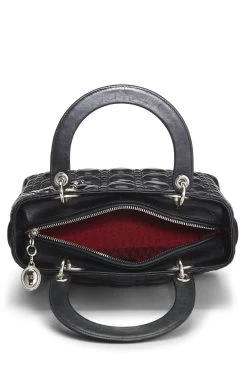 Christian Dior Black Cannage Quilted Lambskin Lady Dior Medium -Fashion clothing Q9B03U1IK7085 6