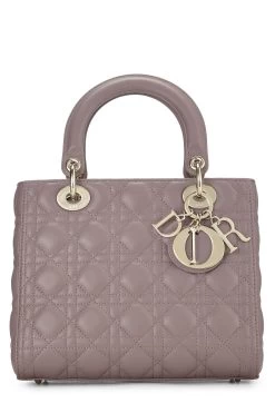 Christian Dior Purple Cannage Quilted Lambskin Lady Dior Medium
