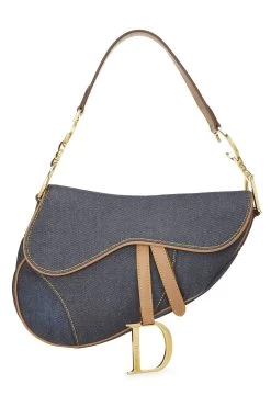 Christian Dior Blue Denim Saddle Bag