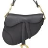 Christian Dior Black Leather Saddle Bag Mini