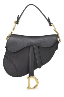 Christian Dior Black Leather Saddle Bag Mini