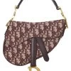 Christian Dior Burgundy Trotter Canvas Saddle Bag Mini