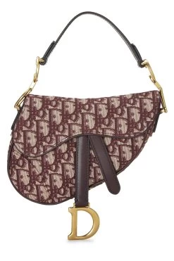 Christian Dior Burgundy Trotter Canvas Saddle Bag Mini
