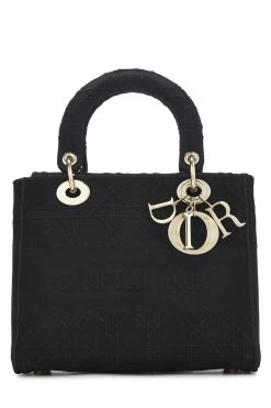 Christian Dior Black Cannage Canvas Lady D-Lite Medium
