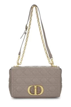 Christian Dior Beige Cannage Calfskin Caro Bag Medium