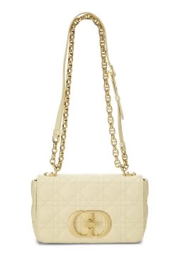 Christian Dior Yellow Cannage Calfskin Caro Bag Small