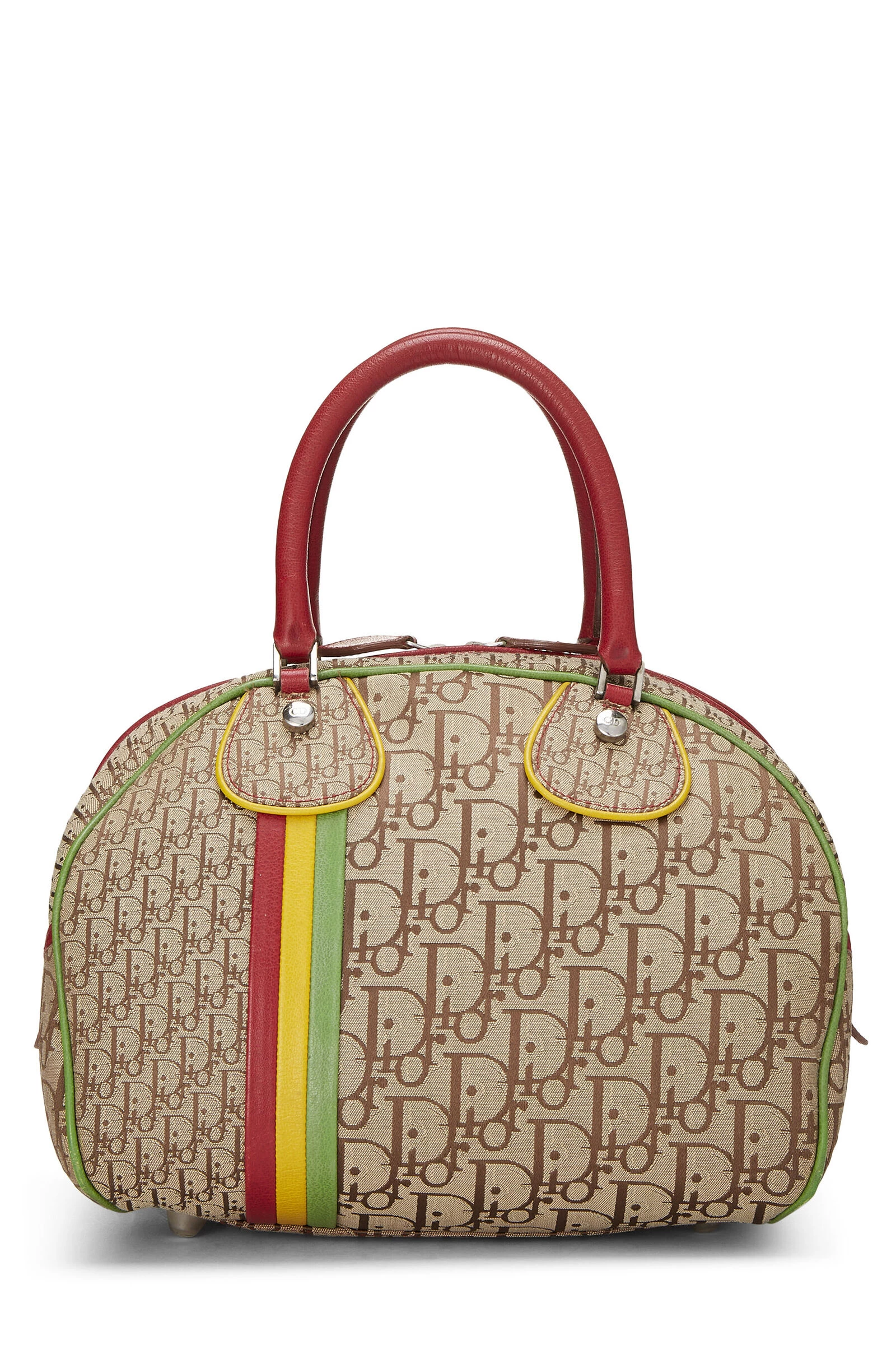 Christian Dior Brown Trotter Canvas Rasta Bowler Bag 1 Christian Dior Brown Trotter Canvas Rasta Bowler Bag