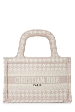 Christian Dior Pink Houndstooth Canvas Book Tote Mini